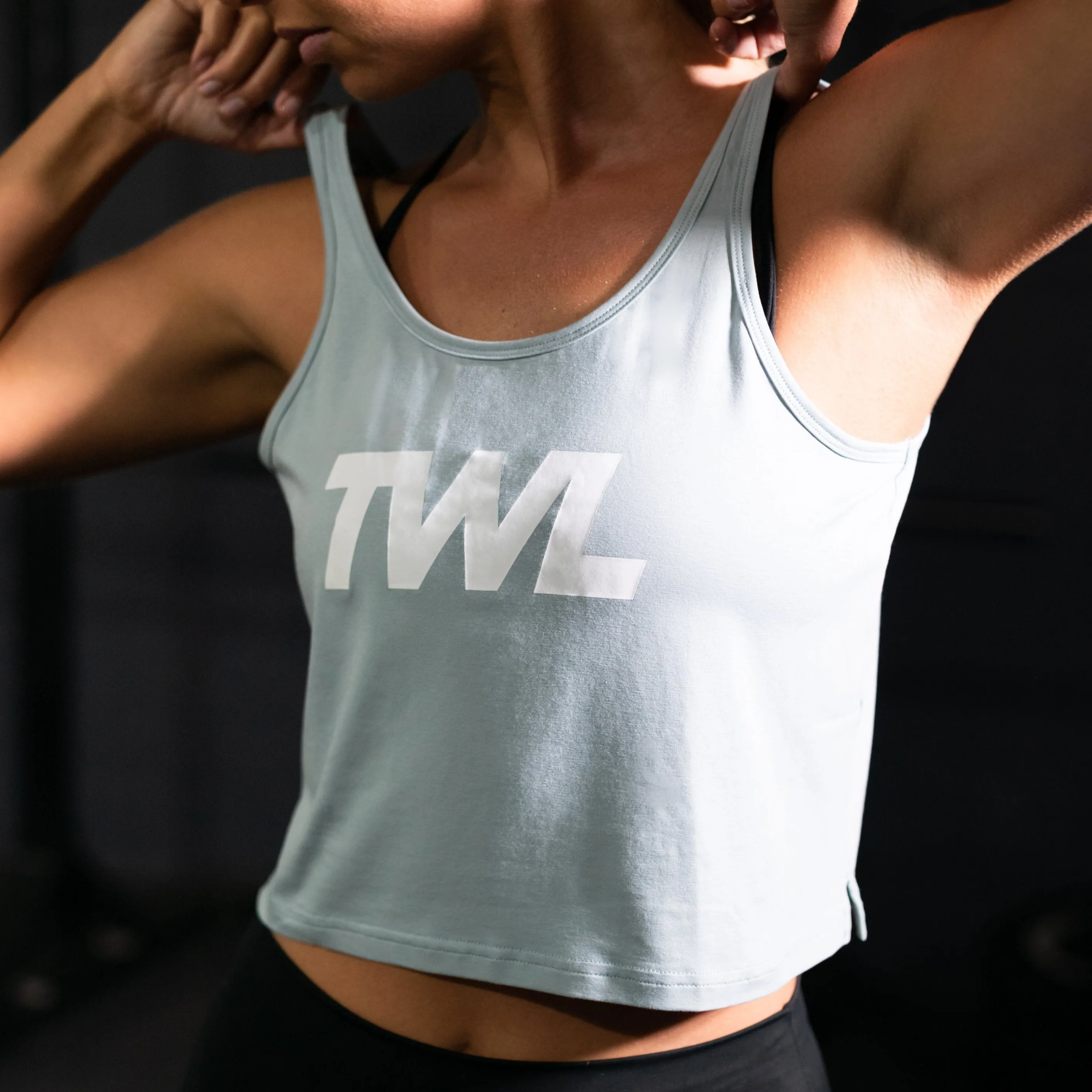 TWL - Women's Cropped Spirit Tank - POWDER BLUE/WHITE