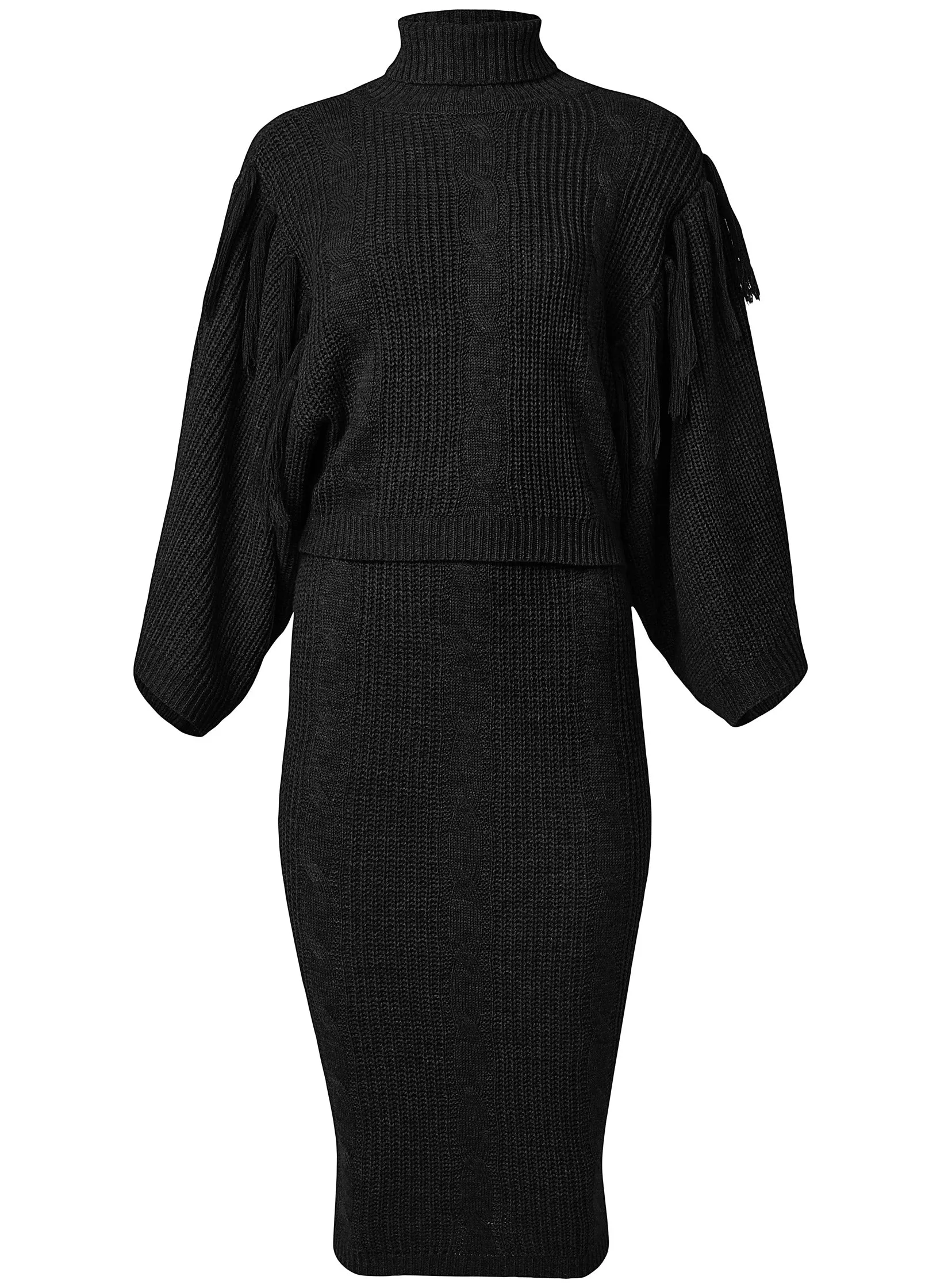 Two-Piece Sweater Dress  - Black