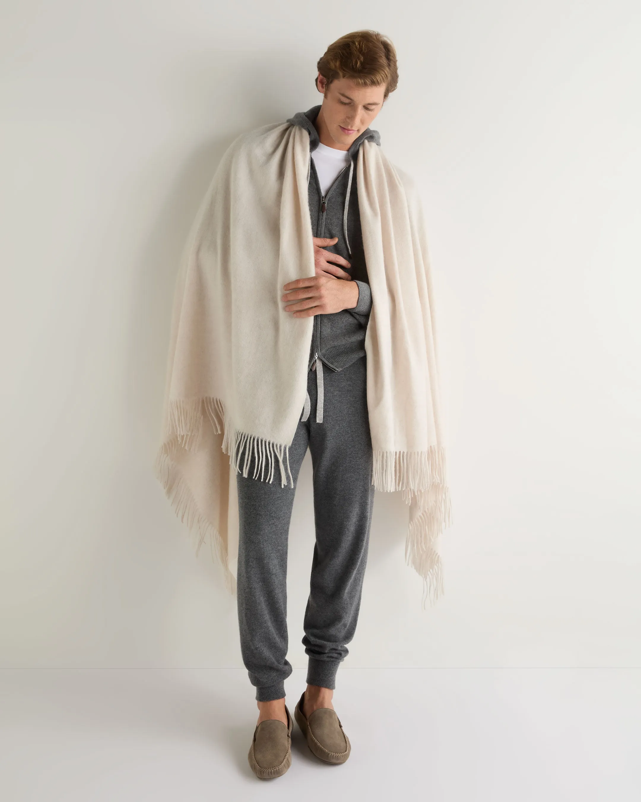 Unisex Woven Cashmere Blanket Frost White