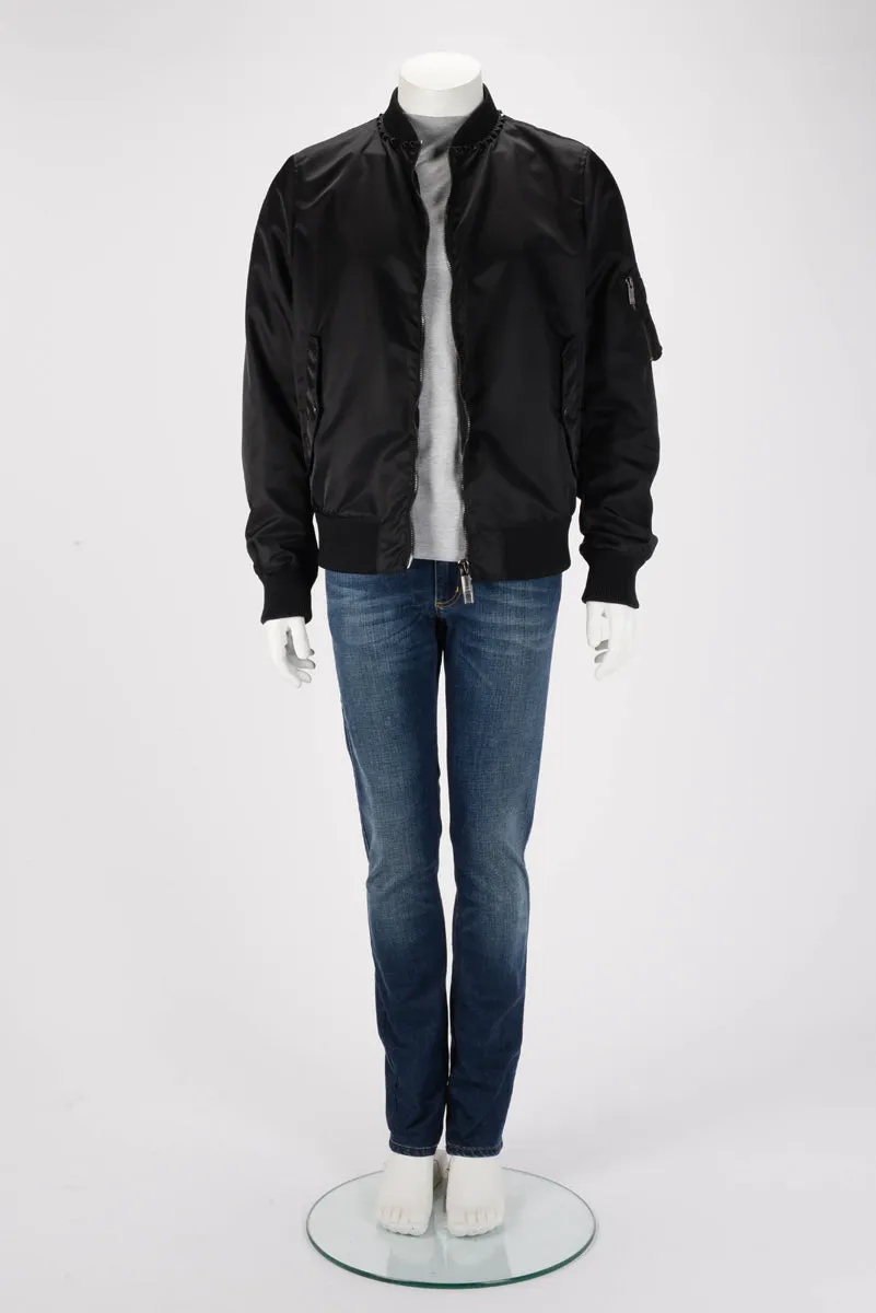 Valentino Black Nylon Rockstud Bomber Jacket IT 48