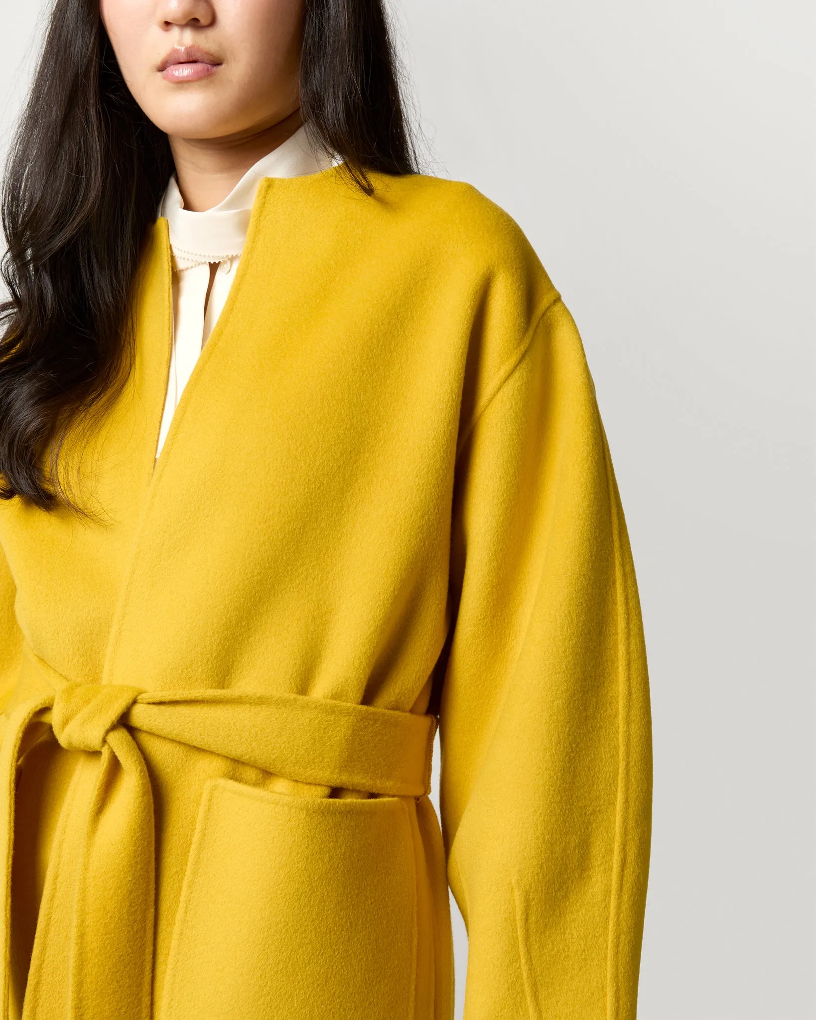 Valeria Coat in Harvest Yellow Double-Faced Wool Melton