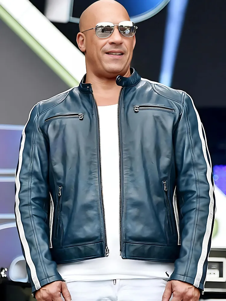 Vin Diesel Blue Leather Jacket