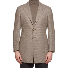 VINCENZO PALUMBO Napoli "Viky" Beige Houndstooth Wool Back Belted Coat NEW