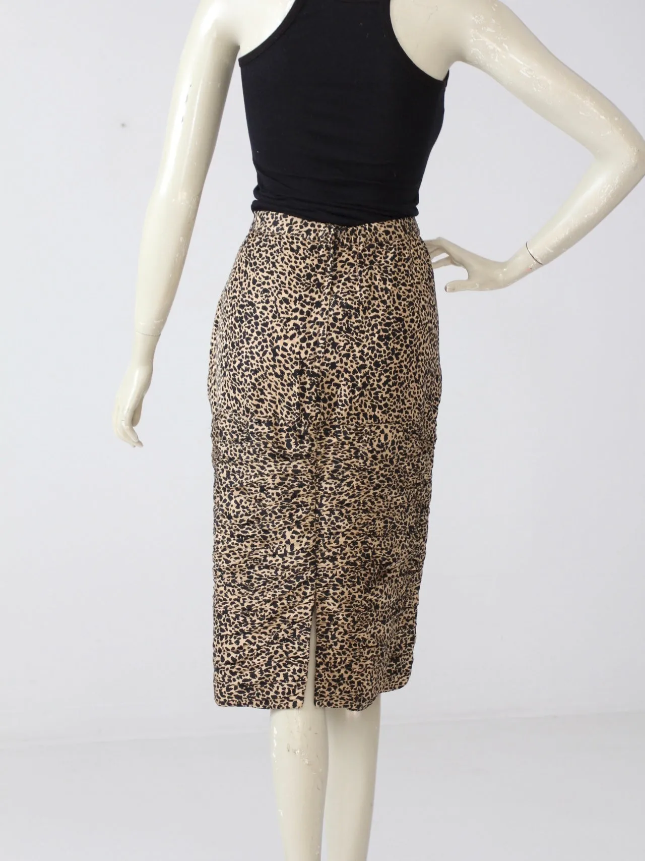 vintage 80s animal print silk skirt