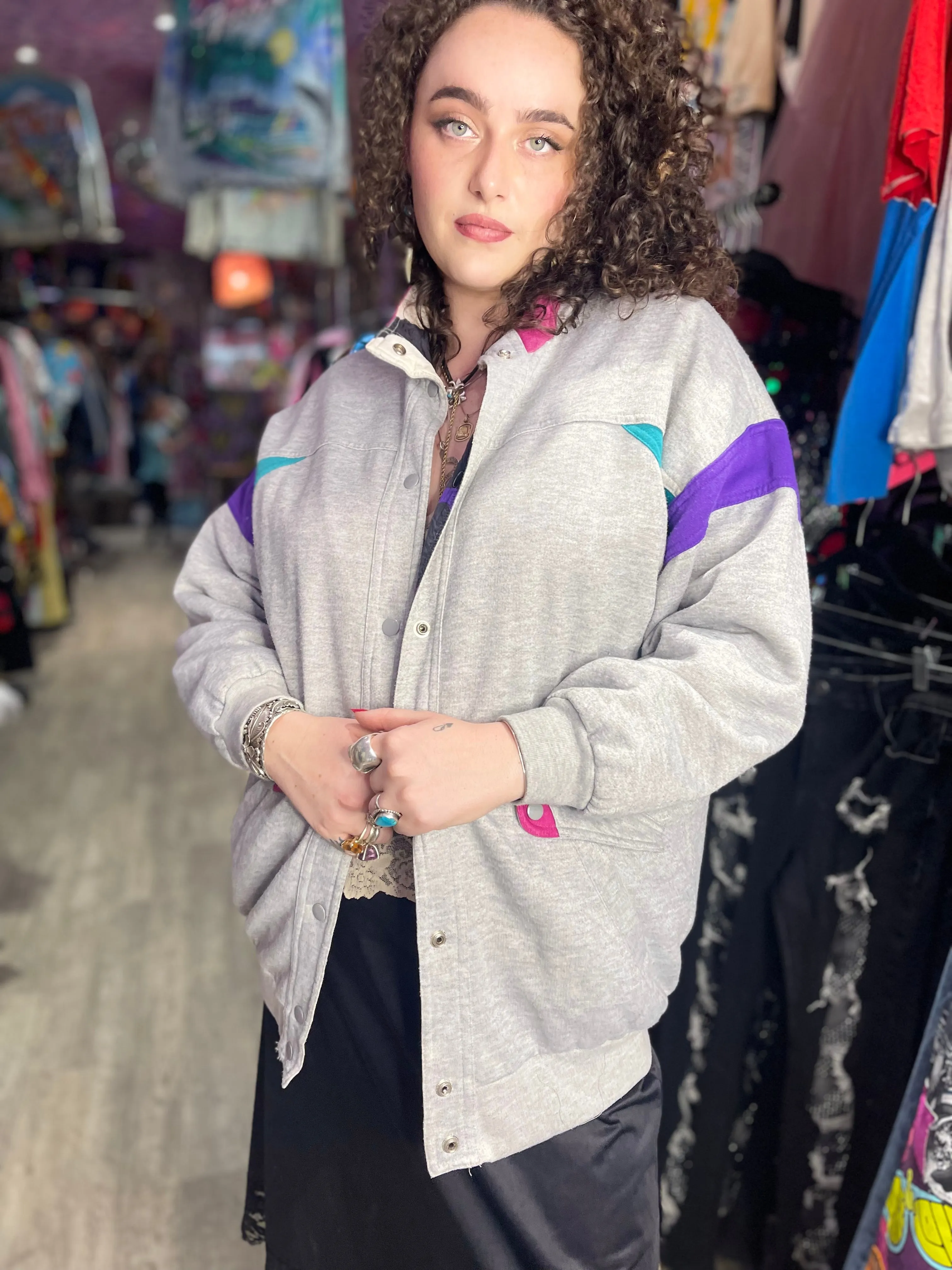 Vintage 90s Faces Print Reversible Windbreaker Jacket