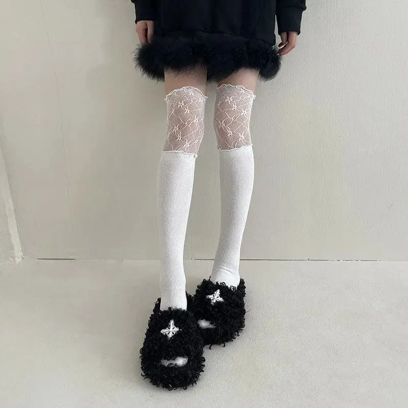 Vintage Frilly Thigh High Socks | Over The Knee Socks with Ruffles