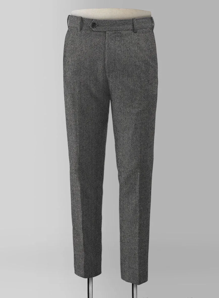 Vintage Herringbone Gray Tweed Pants