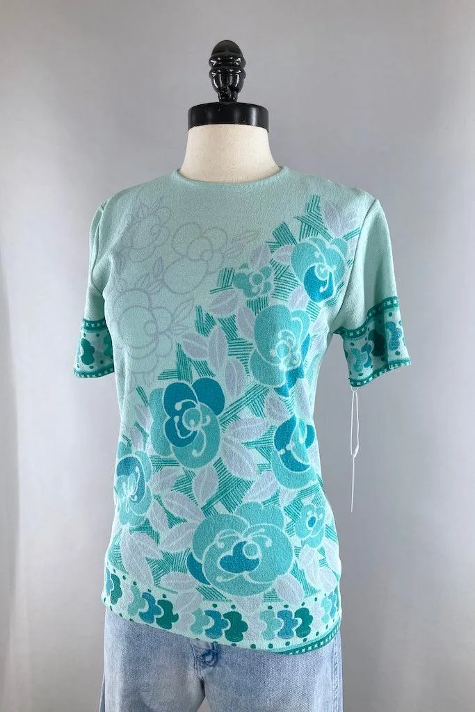 Vintage Mod 60s Mint Green Top