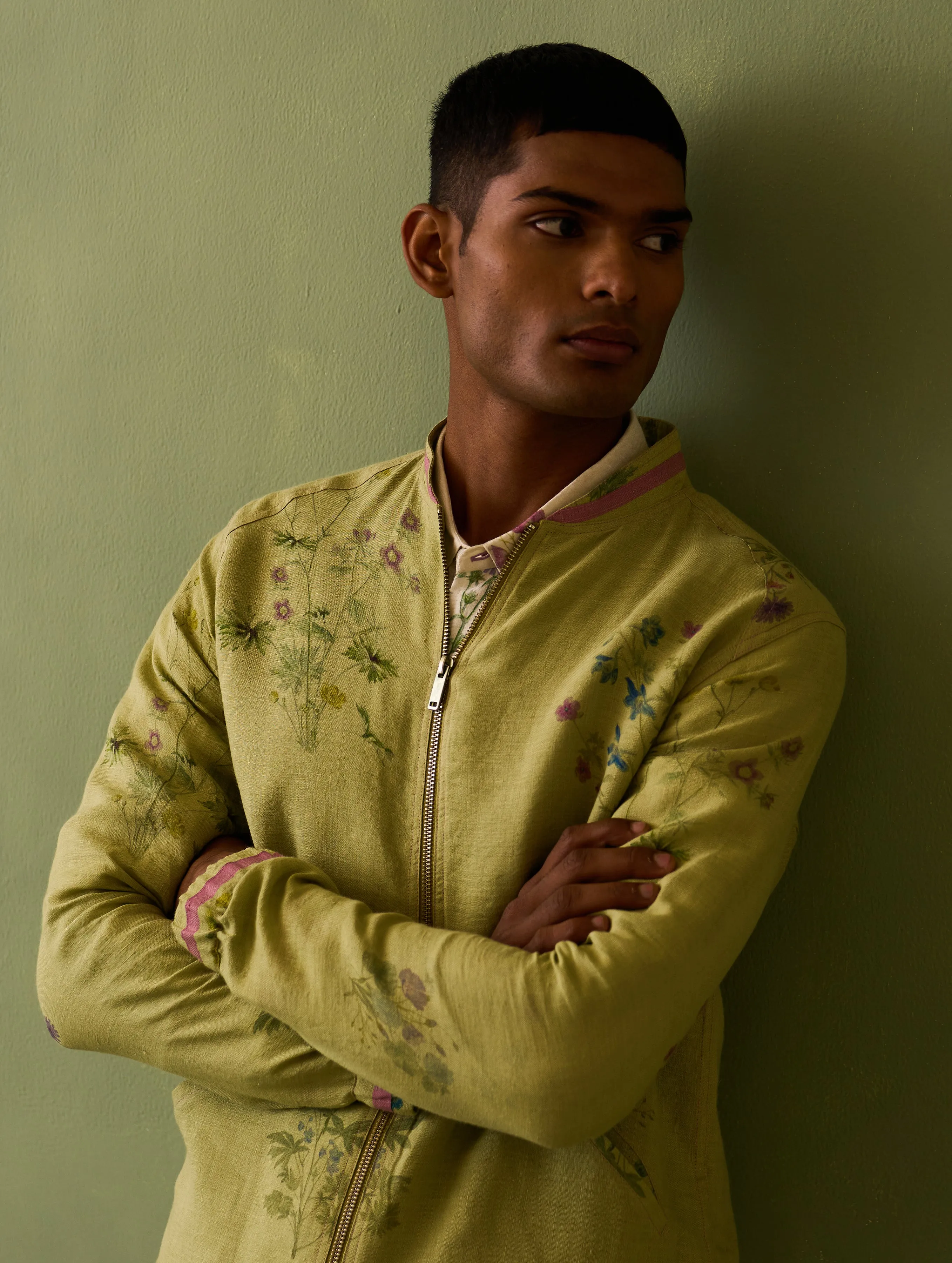 Wara Botanical Linen Jacket - Fern