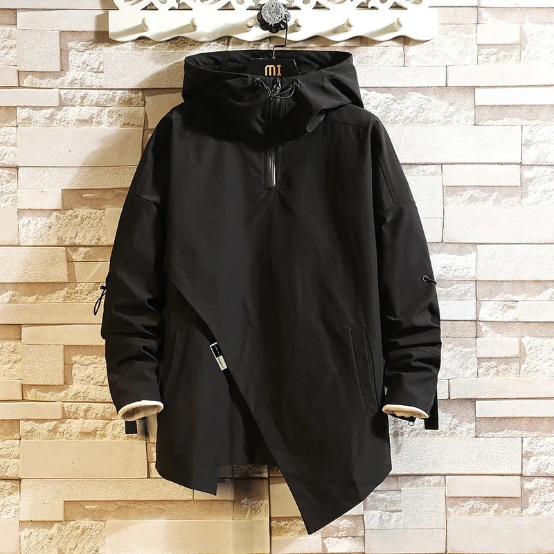 White Black Autumn Mens Jacket Streetwear Bomber Coat With Hooded Oversize Outwear 5XL 6XL 7XL