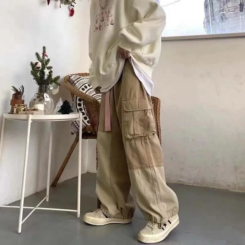 Wiaofellas Baggy Black Cargo Pants for Men Khaki Cargo Trousers Male Vintage Loose Casual Autumn Japanese Streetwear Hip Hop