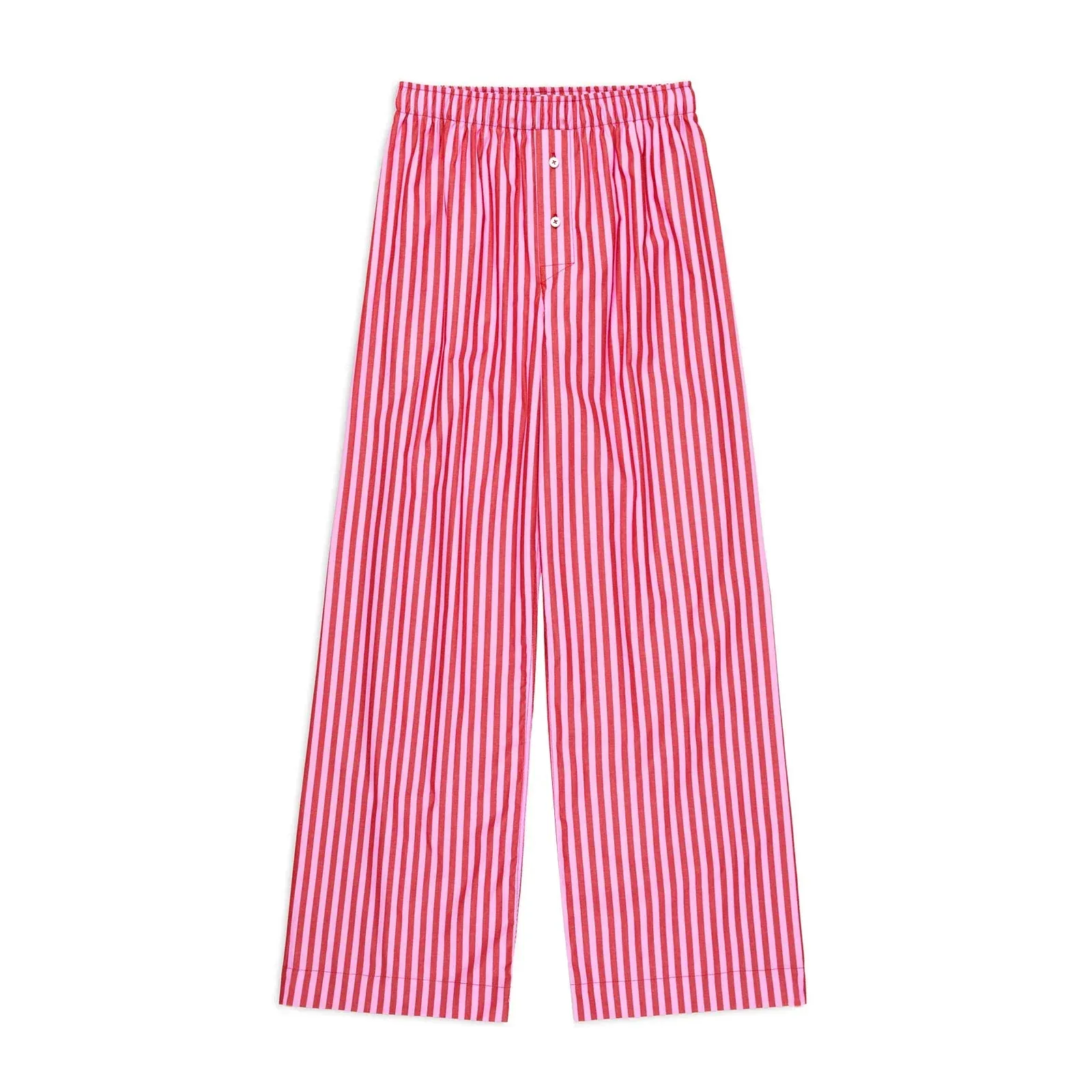 Wide Casual Solid Stripe Elastic Work Office Streetwear Loose Pants