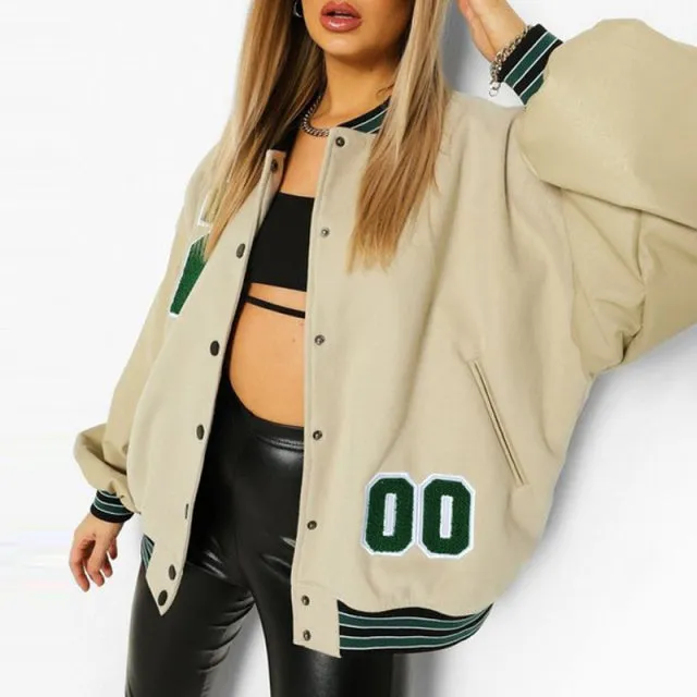 Wjczt 2022 Spring And Autumn Vibe Style Baseball Uniform New Bomber Jacket For Women Fashion Retro Clothes Streetwear Oversized Coat