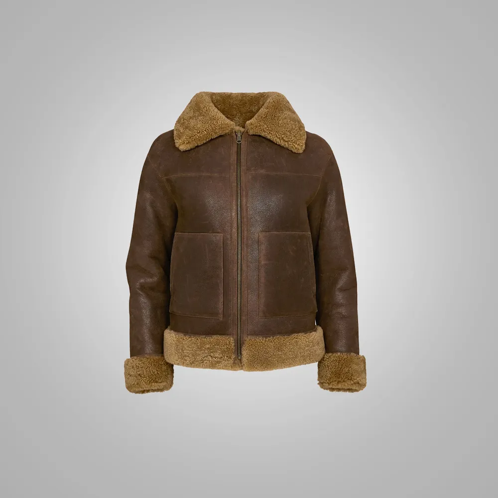 Women B3 Flight Leather Bomber Aviator Jacket