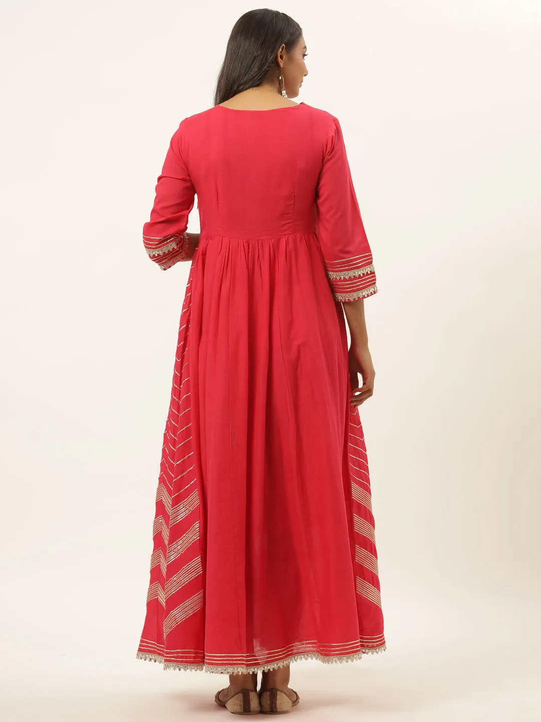 Women Fuchsia Cotton Dress