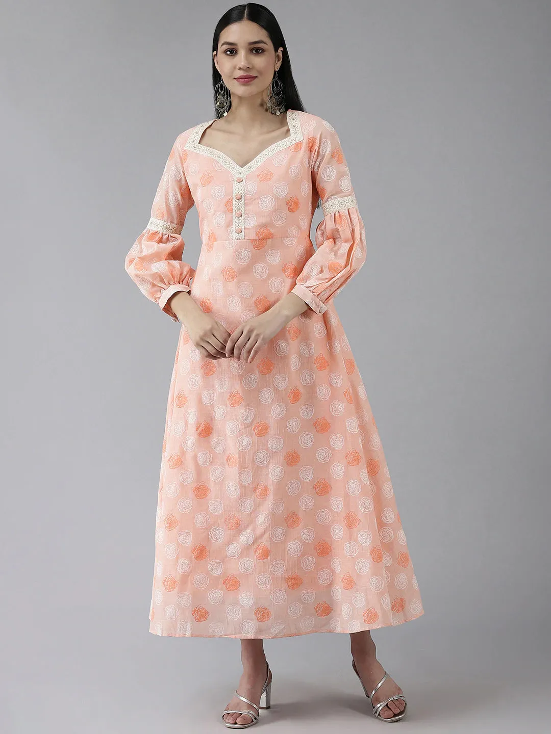 Women Peach Poly-Blend Dress