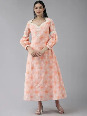 Women Peach Poly-Blend Dress