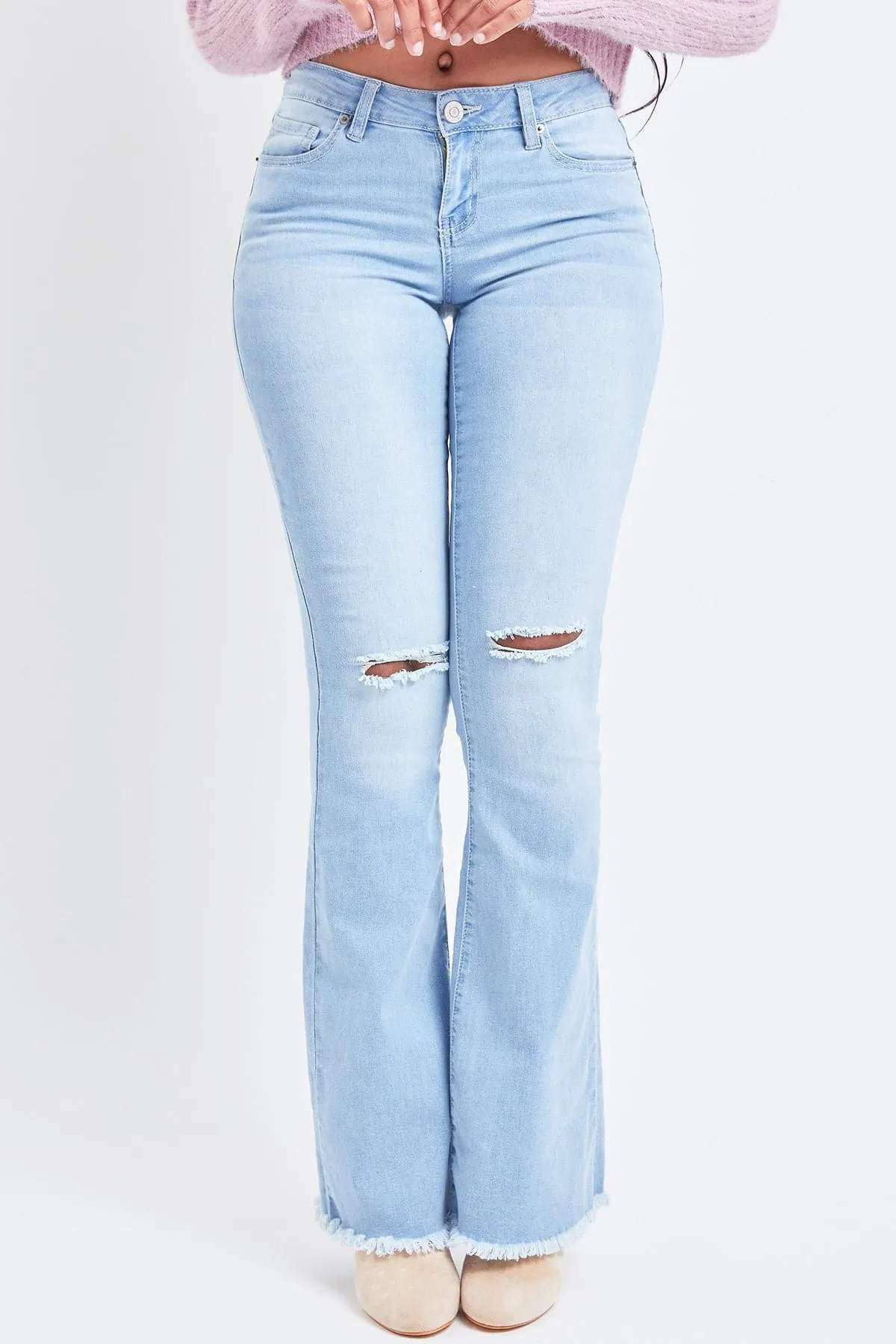 Women's Frayed Flare Jeans-Sale