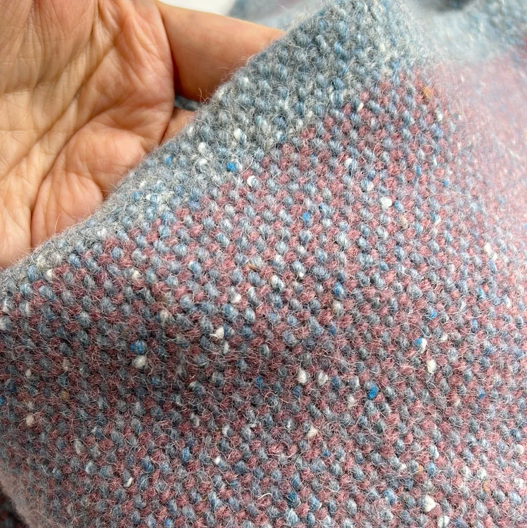 Wool Blend Coat Weight, Periwinkle & Rose Tweed (WCW0242)