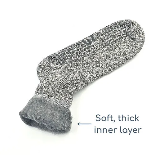 Wool Blend Gripper Socks in Stone