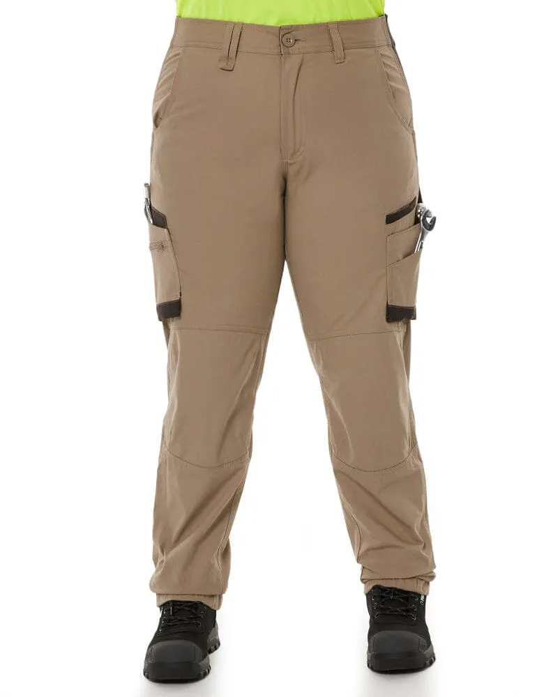 WP-8W Womens Cuffed Stretch Ripstop Work Pant - Khaki