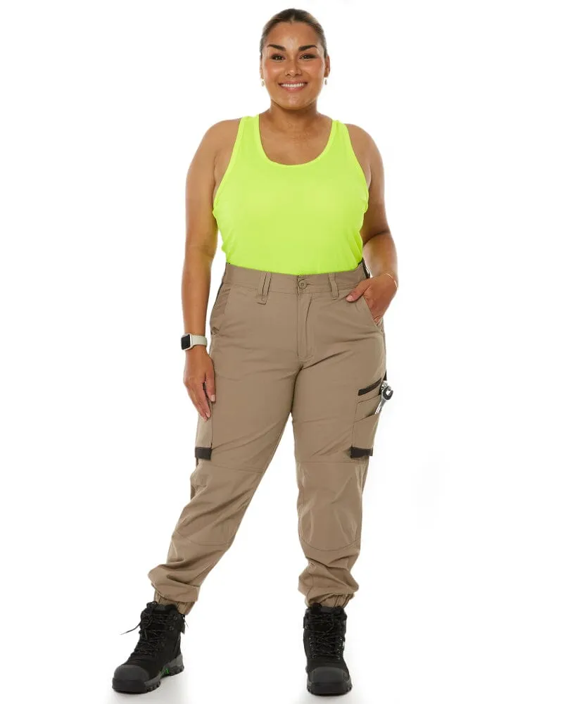 WP-8W Womens Cuffed Stretch Ripstop Work Pant - Khaki