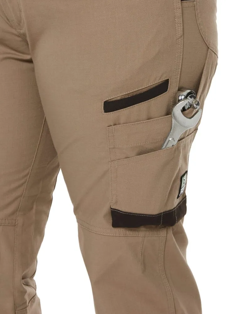 WP-8W Womens Cuffed Stretch Ripstop Work Pant - Khaki