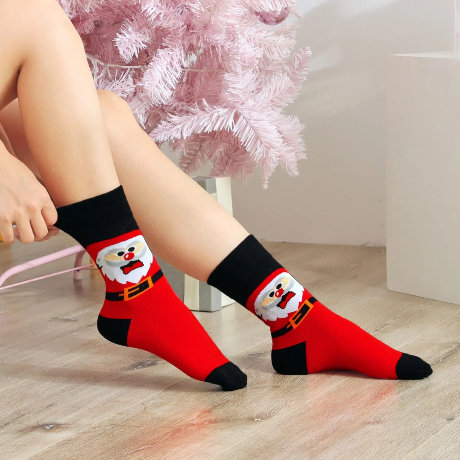 ZFSOCK 5 Pairs Cute Design Christmas Crew Socks for Women