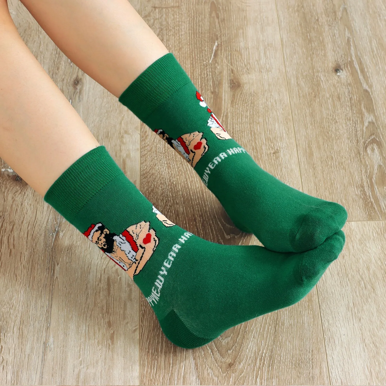 ZFSOCK 5 Pairs Cute Design Christmas Crew Socks for Women