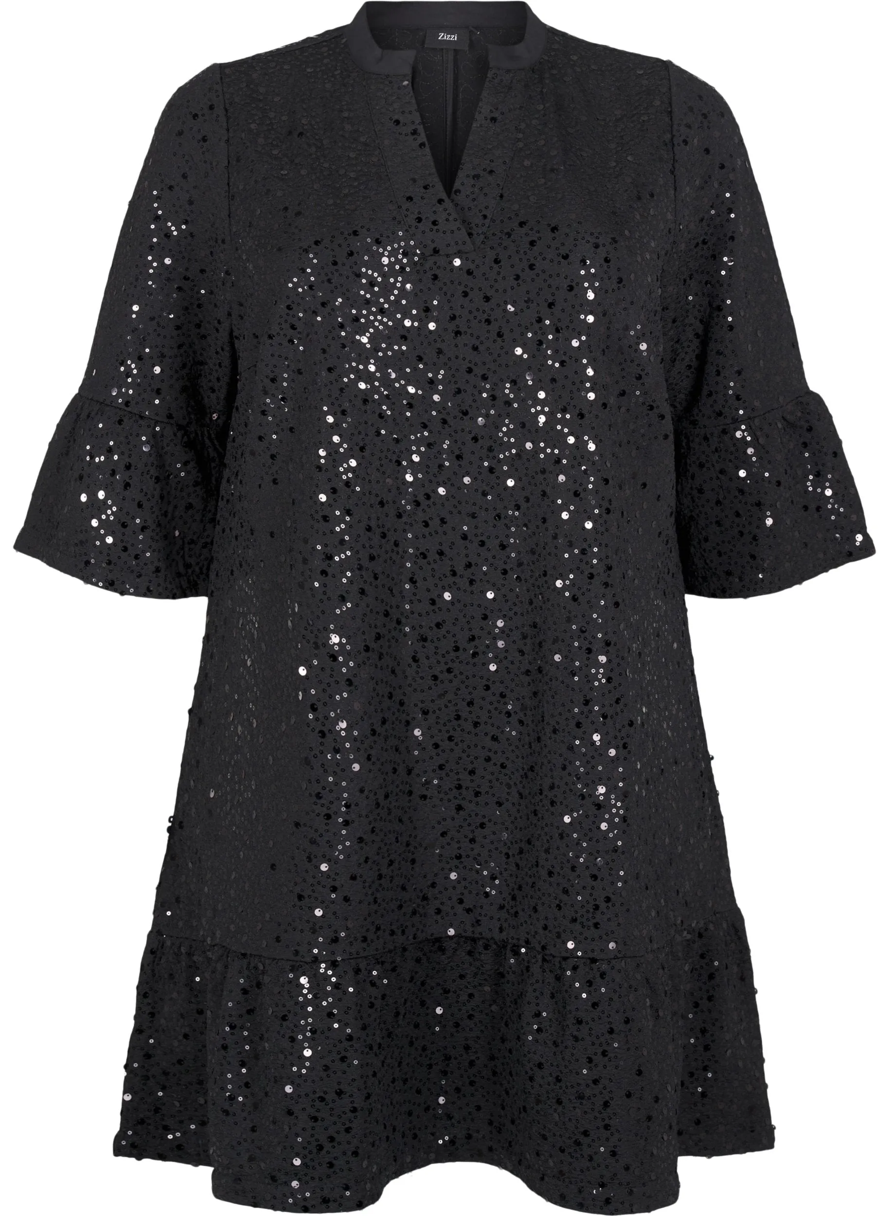 Zizzi Natalia Sequin Dress in Black