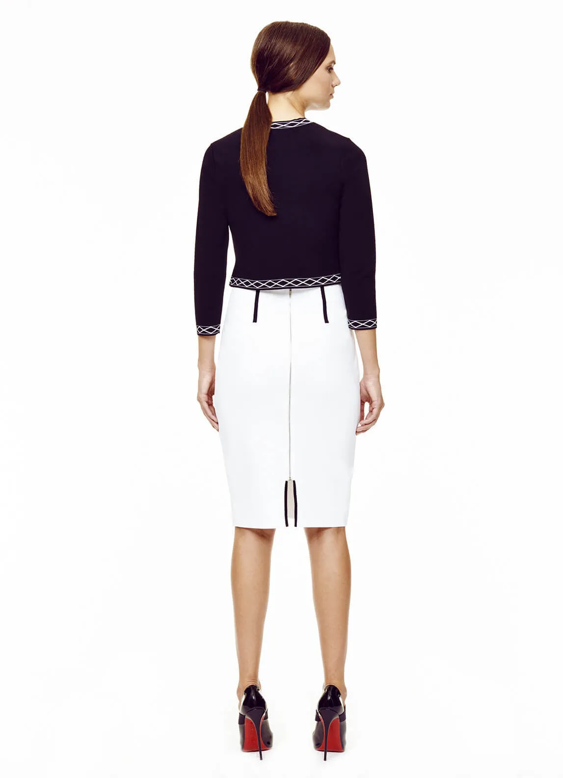 Zoe - Milano Knit Pencil Skirt with Contrast Piping