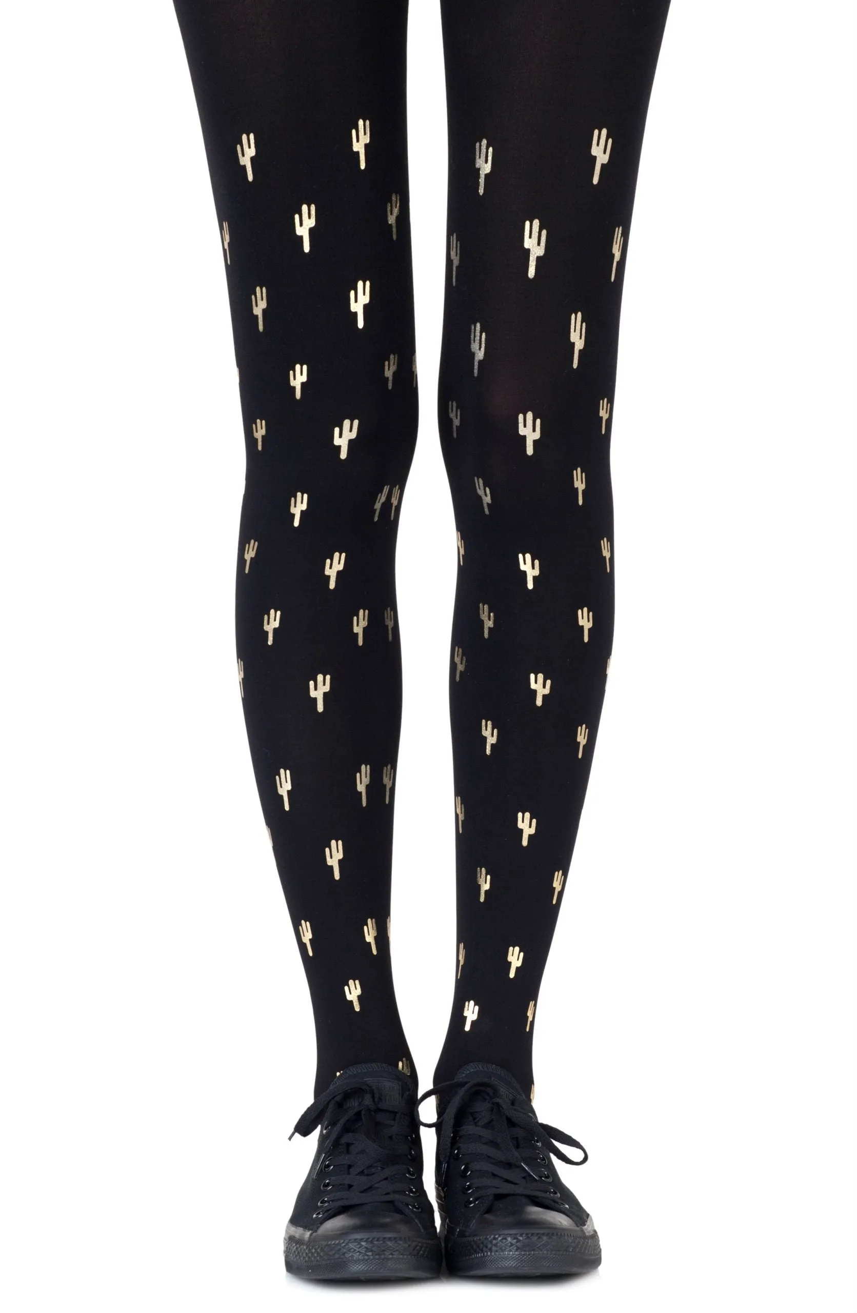 Zohara "Prickly Pear" Gold Print Tights